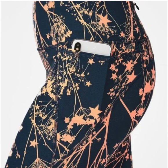 Sweaty Betty The Power Leggings Size Small Navy & Coral Floral Star Patt… - Picture 2 of 9
